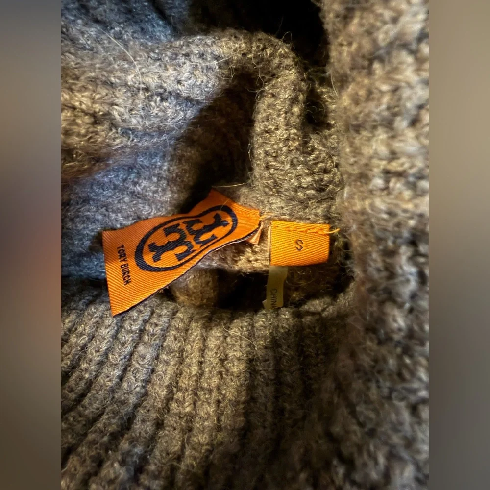 Tory Burch Brown and Gray Moreno Wool Blend Turtleneck Sweater, Size S - Picture 7 of 12